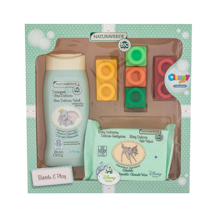 Naturaverde Baby Geschenkset Duschgel Ultra Delicate Wash 200 ml + Reinigungstücher Baby Delicate Wet Wipes 20 ks + Farbige Würfel 5 St.