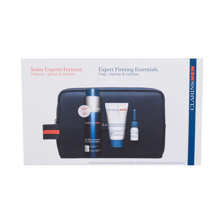 Clarins Men Line Control Balm Geschenkset Gesichtsbalsam Line-Control Balm 50 ml + Duschgel Shampoo &amp; Shower 30 ml + Rasieröl Shave Ease Oil 3 ml + Kosmetiktasche