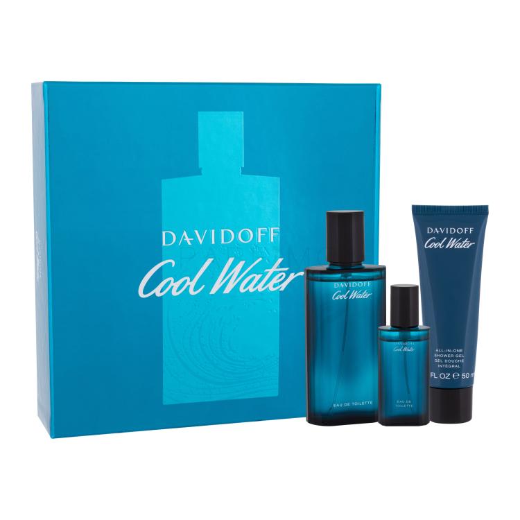 Davidoff Cool Water Geschenkset Edt 75 ml + Duschgel 50 ml + Edt 15 ml