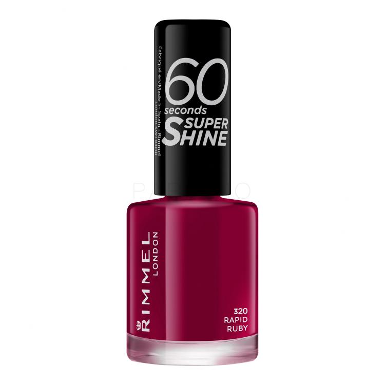 Rimmel London 60 Seconds Super Shine Nagellack für Frauen 8 ml Farbton  320 Rapid Ruby