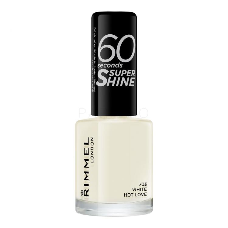 Rimmel London 60 Seconds Super Shine Nagellack für Frauen 8 ml Farbton  703 White Hot Love