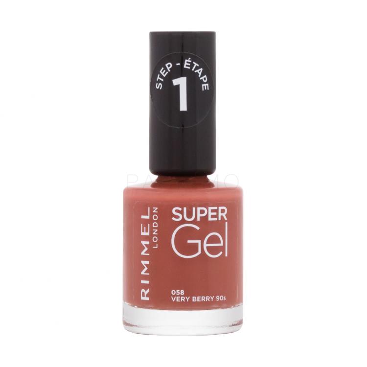 Rimmel London Super Gel STEP1 Nagellack für Frauen 12 ml Farbton  058 Very Berry 90s