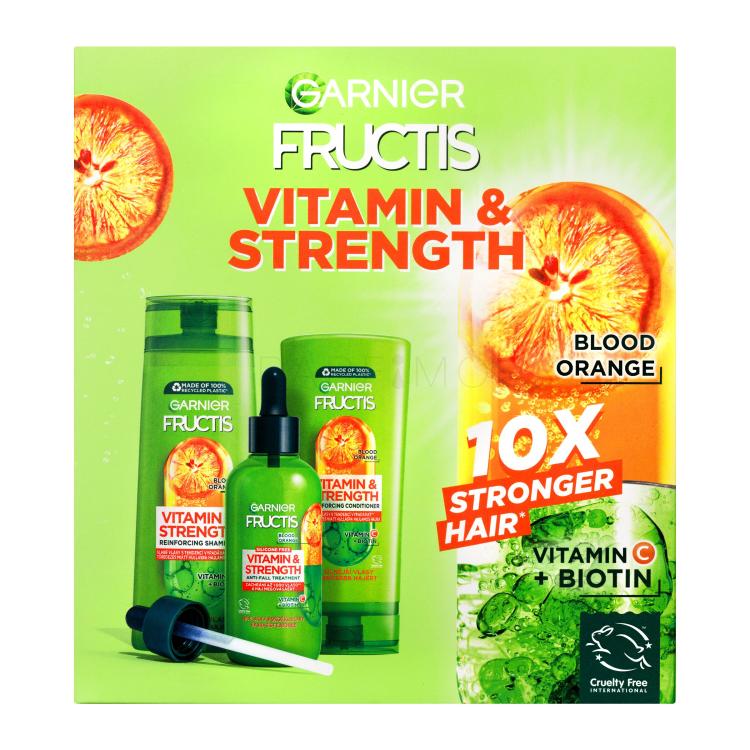 Garnier Fructis Vitamin &amp; Strength Geschenkset Shampoo Fructis Vitamin &amp; Strength 250 ml + Conditioner Fructis Vitamin &amp; Strength 200 ml + Haarserum Fructis Vitamin &amp; Strength 125 ml