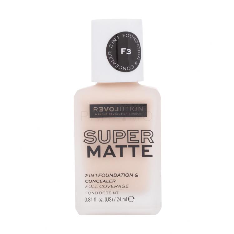 Revolution Relove Super Matte 2 in 1 Foundation &amp; Concealer Foundation für Frauen 24 ml Farbton  F3