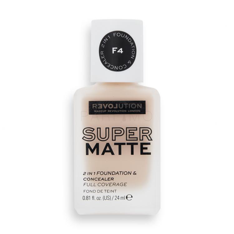 Revolution Relove Super Matte 2 in 1 Foundation &amp; Concealer Foundation für Frauen 24 ml Farbton  F4