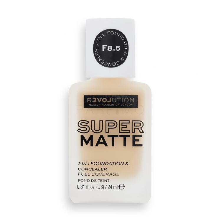 Revolution Relove Super Matte 2 in 1 Foundation &amp; Concealer Foundation für Frauen 24 ml Farbton  F8.5