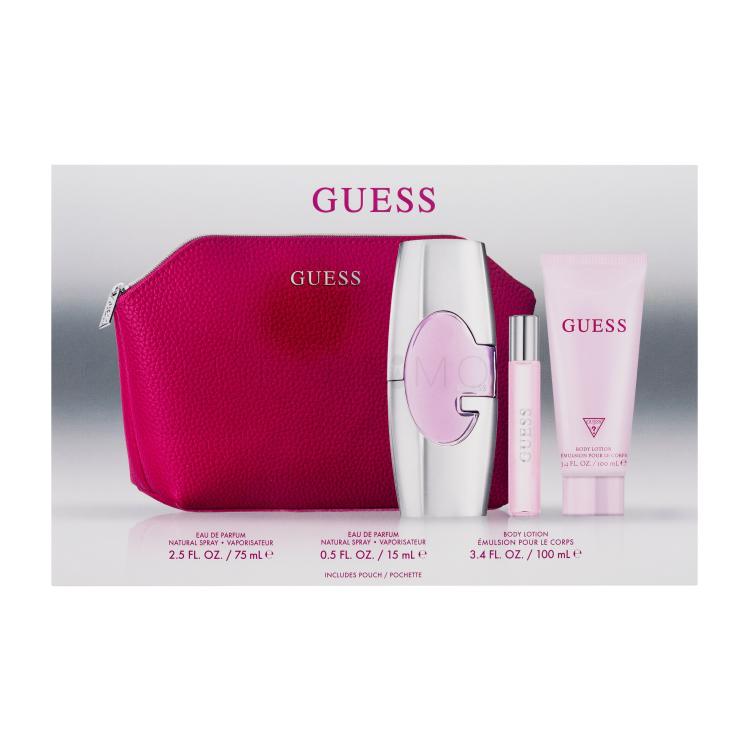 GUESS Guess For Women Geschenkset Eau de Parfum 75 ml + Eau de Parfum 15 ml + Körpermilch 100 ml + Kosmetiketui