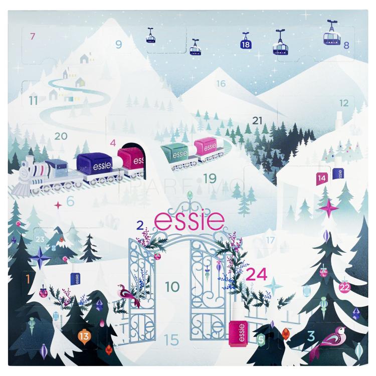 Essie Nail Lacquer Express Train Advent Calendar Geschenkset Nagellack 8 x 13,5 ml + Nagellack 1 x 10 ml + Nagellack 14 x 5 ml + Nagellackentferner 25 ml