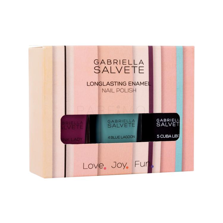 Gabriella Salvete Longlasting Enamel Nail Polish Set Geschenkset Nagellack Longlasting Enamel 11 ml 3 Pink Lady + Nagellack Longlasting Enamel 11 ml 4 Blue Lagoon + Nagellack Longlasting Enamel 11 ml 5 Cuba Libre