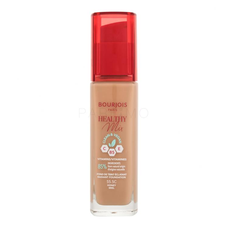 BOURJOIS Paris Healthy Mix Clean &amp; Vegan Radiant Foundation Foundation für Frauen 30 ml Farbton  55,5C Honey