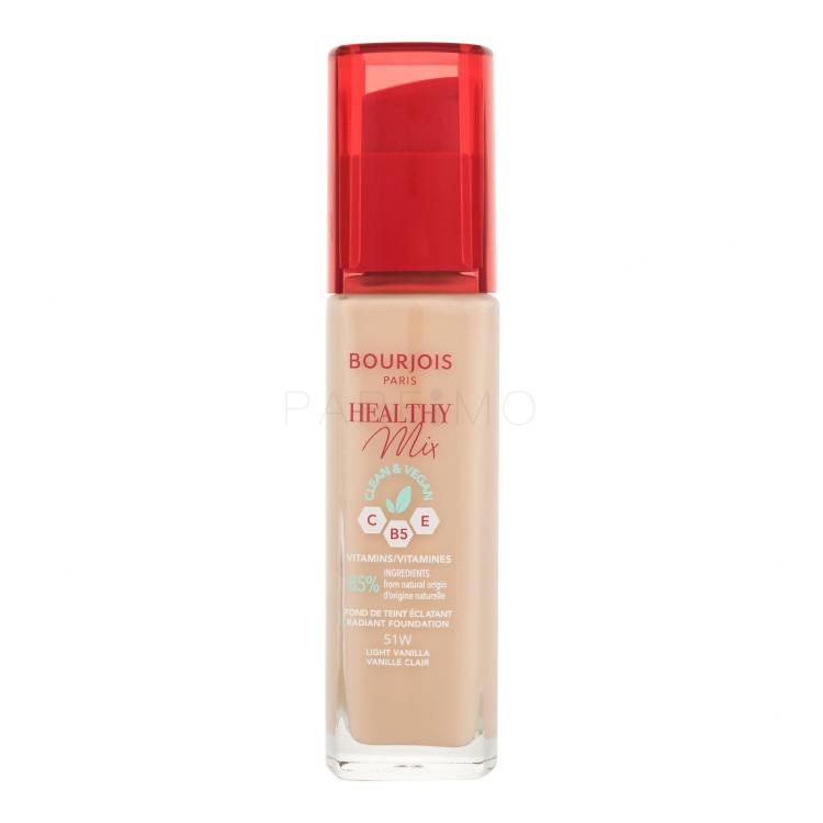 BOURJOIS Paris Healthy Mix Clean &amp; Vegan Radiant Foundation Foundation für Frauen 30 ml Farbton  51W Light Vanilla