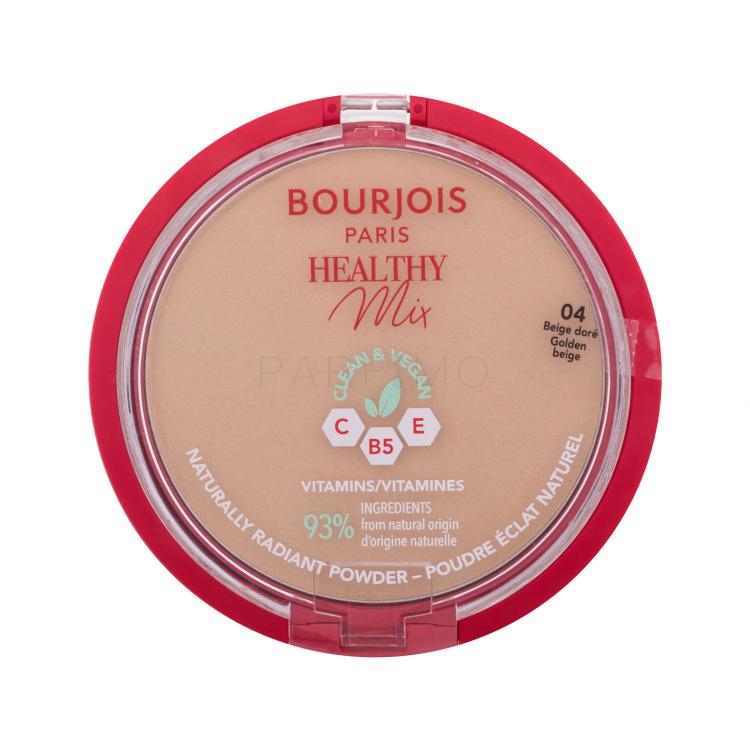 BOURJOIS Paris Healthy Mix Clean &amp; Vegan Naturally Radiant Powder Puder für Frauen 10 g Farbton  04 Golden Beige