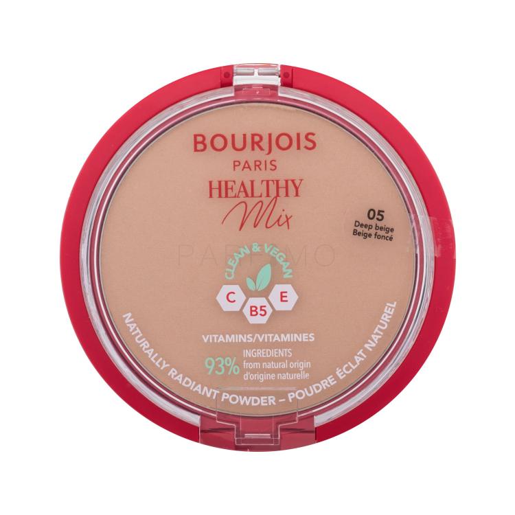 BOURJOIS Paris Healthy Mix Clean &amp; Vegan Naturally Radiant Powder Puder für Frauen 10 g Farbton  05 Deep Beige