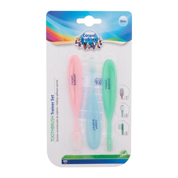 Canpol babies Baby Toothbrush Trainer Set Geschenkset Massagebürste 1 St. + Gummibürste zur Reinigung der ersten Zähne 1 St. + Zahnbürste 1 St.