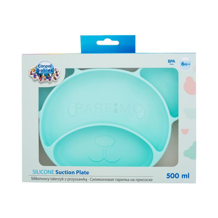 Canpol babies Silicone Suction Plate Turquoise Geschirr für Kinder 500 ml