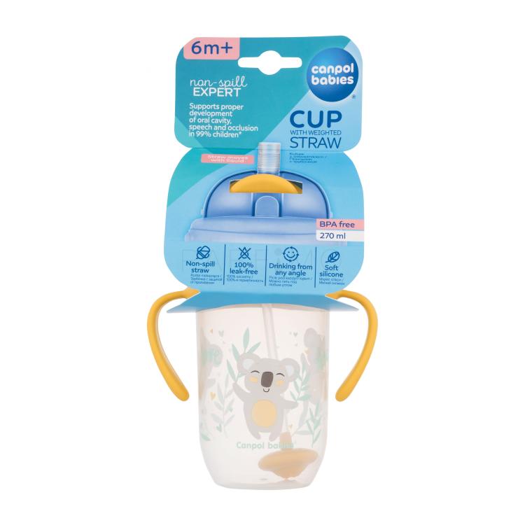 Canpol babies Exotic Animals Non-Spill Expert Cup With Weighted Straw Yellow Trinkbecher für Kinder 270 ml