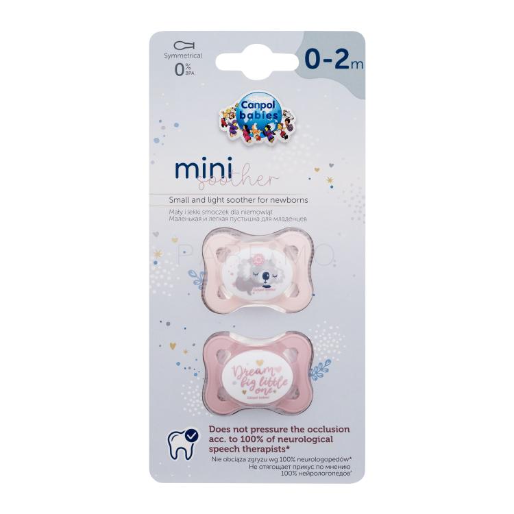 Canpol babies Sleepy Koala Mini Soother Pink 0-2m Schnuller für Kinder 2 St.