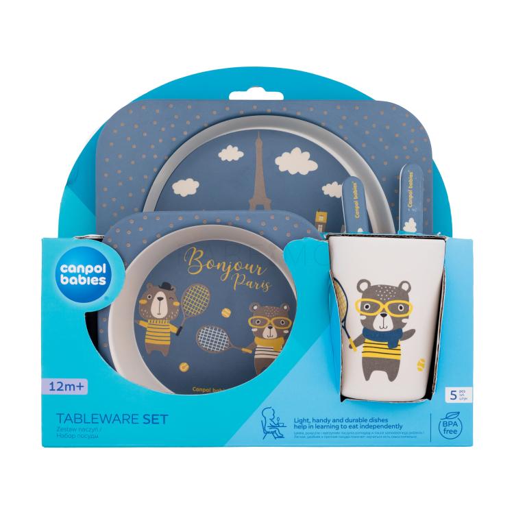 Canpol babies Bonjour Paris Tableware Set Blue Geschirr für Kinder Set