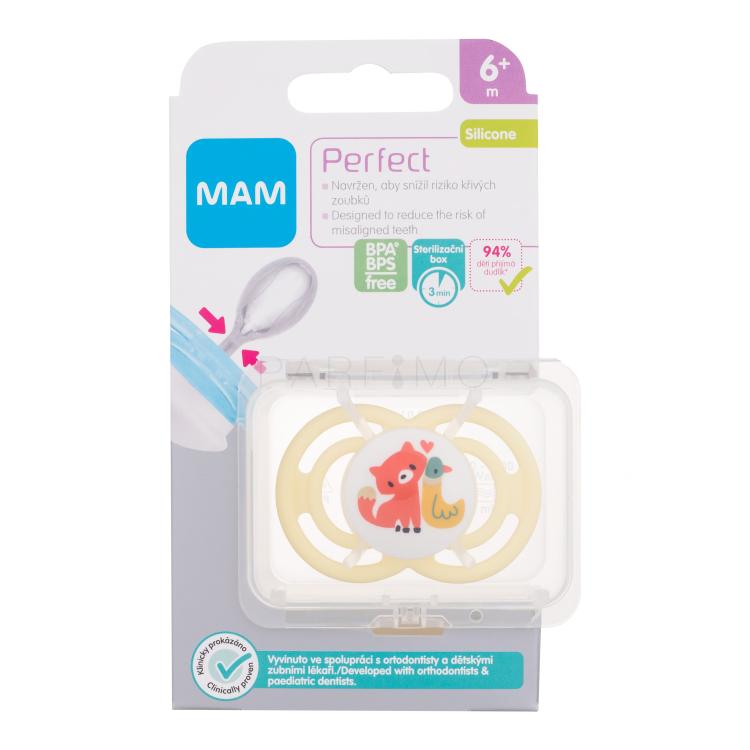 MAM Perfect Silicone Pacifier 6m+ Fox Schnuller für Kinder 1 St.