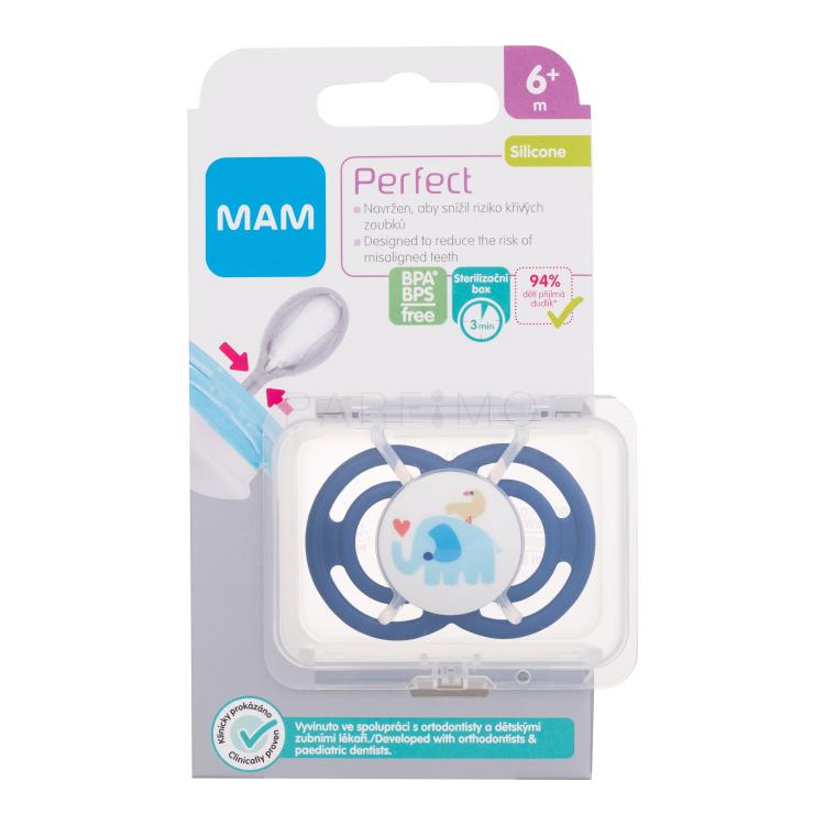 MAM Perfect Silicone Pacifier 6m+ Elephant Schnuller für Kinder 1 St.