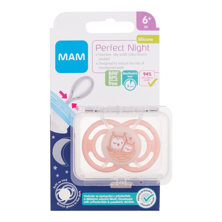 MAM Perfect Night Silicone Pacifier 6m+ Owls Schnuller für Kinder 1 St.