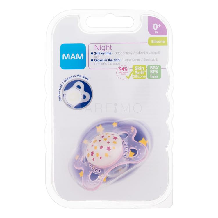 MAM Night Silicone Pacifier 0m+ Stars Schnuller für Kinder 1 St.