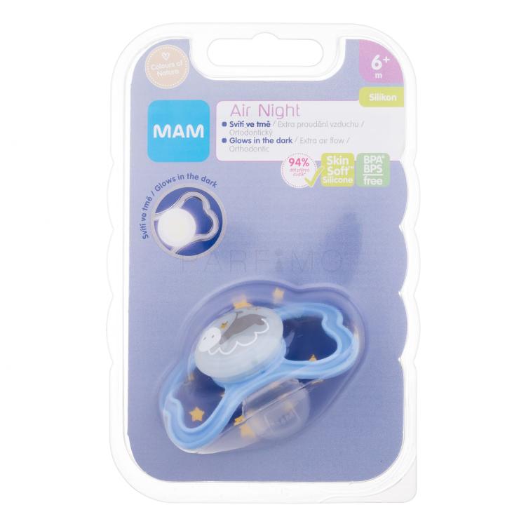 MAM Air Night Silicone Pacifier 6m+ Hippo Schnuller für Kinder 1 St.