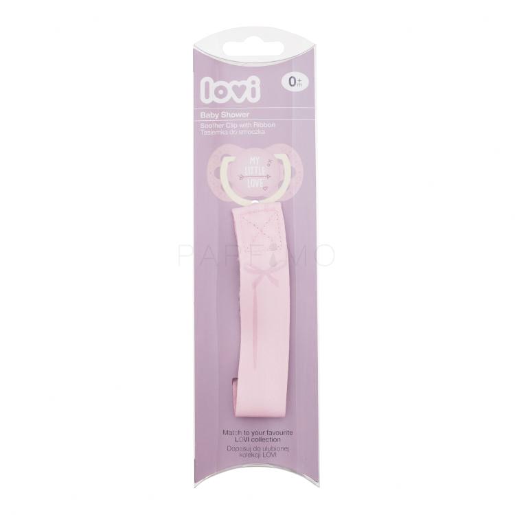 LOVI Baby Shower Soother Clip With Ribbon Girl Schnullerclip für Kinder 1 St.