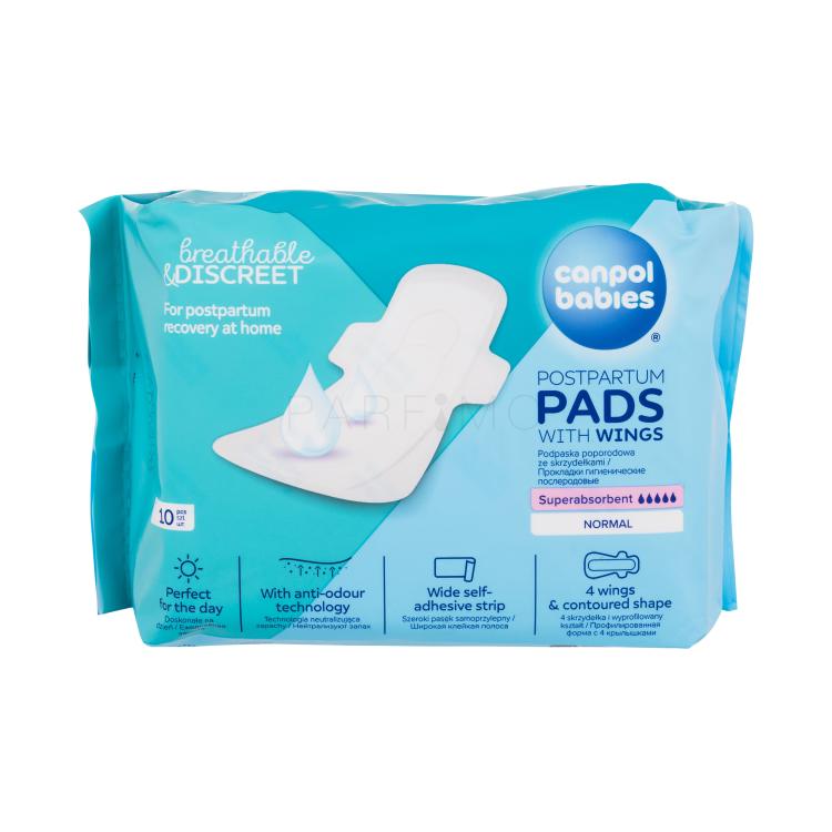 Canpol babies Breathable &amp; Discreet Day Postpartum Pads With Wings Wochenbett-Binden für Frauen 10 St.