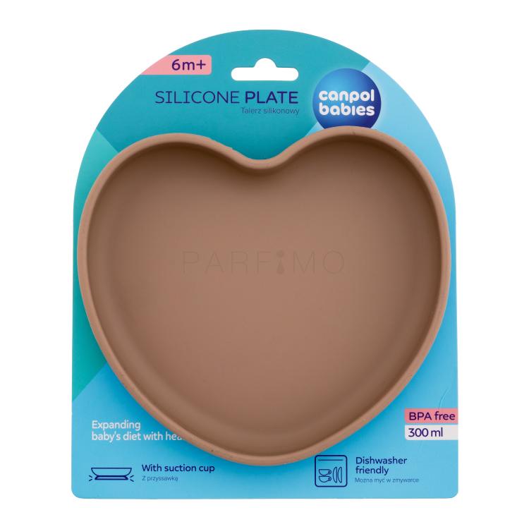 Canpol babies Silicone Suction Plate Heart Beige Geschirr für Kinder 300 ml