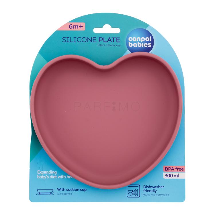 Canpol babies Silicone Suction Plate Heart Pink Geschirr für Kinder 300 ml