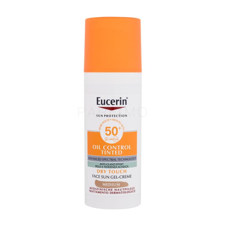 Eucerin Sun Oil Control Tinted Dry Touch Sun Gel-Cream SPF50+ Sonnenschutz fürs Gesicht 50 ml Farbton  Medium