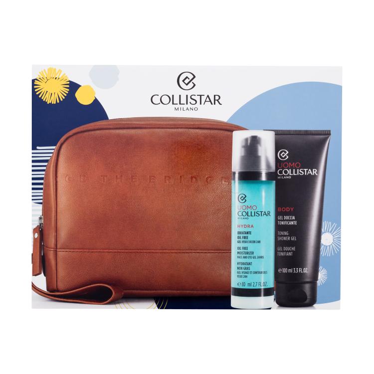 Collistar Uomo Hydra Oil Free Moisturizer Geschenkset Gesichtsgel Uomo Hydra Oil Free Moisturizer 80 ml + Duschgel Body Toning Shower Gel 100 ml + Kosmetiktasche The Bridge