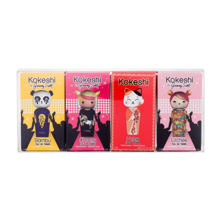 Kokeshi By Jeremy Scott Miniatures Geschenkset Eau de Toilette Bambu 5 ml + Eau de Toilette Cherry 5 ml + Eau de Toilette Neko 5 ml + Eau de Toilette Litchee 5 ml