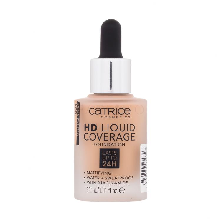 Catrice HD Liquid Coverage 24H Foundation für Frauen 30 ml Farbton  034 Medium Beige