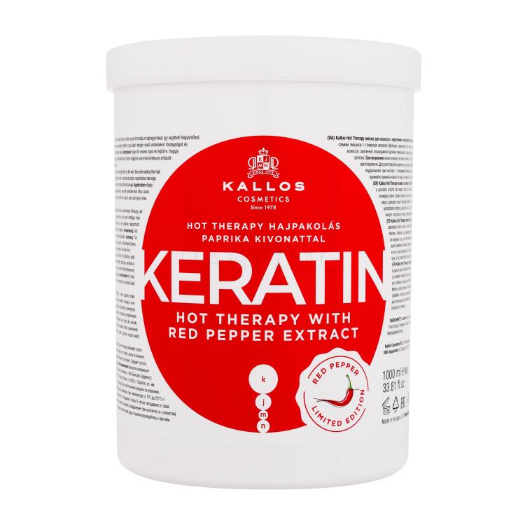 Kallos Cosmetics Keratin Hot Therapy With Red Pepper Extract Haarmaske für Frauen 1000 ml