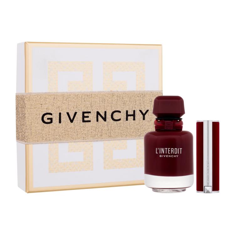 Givenchy L&#039;Interdit Rouge Ultime Geschenkset Eau de Parfum 50 ml + Lippenstift Le Rouge Deep Velvet 3,4 g 37 Rouge Grainé