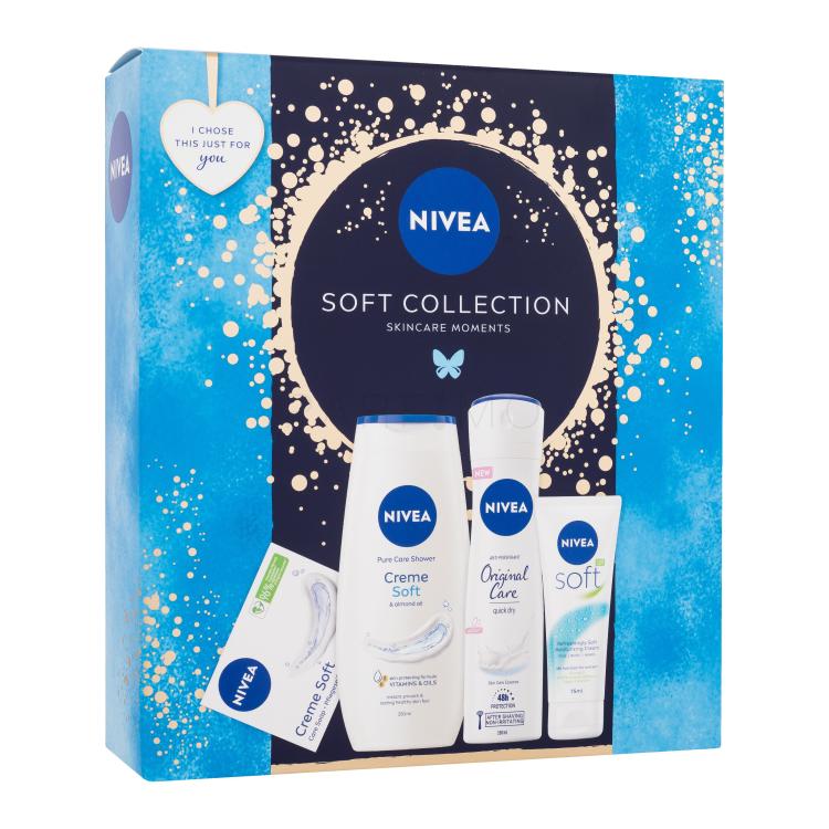 Nivea Soft Collection Geschenkset Creme Soft 75 ml + Duschgel Creme Soft 250 ml + Antiperspirant Original Care 150 ml + Feste Seife Creme Soft 100 g