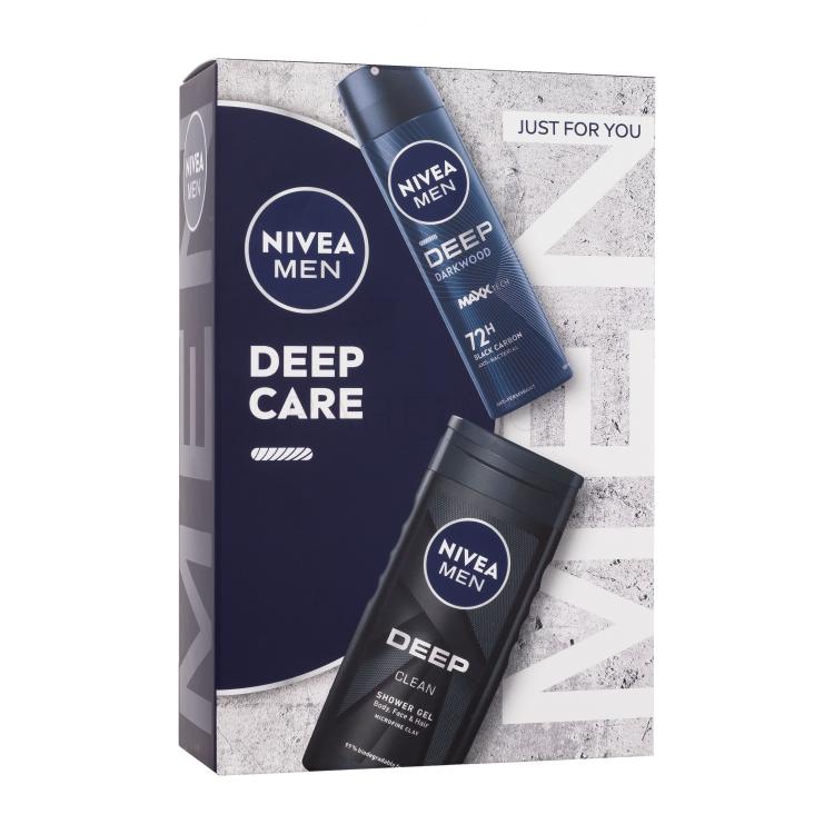 Nivea Men Deep Care Geschenkset Antiperspirant Men Deep Darkwood 150 ml + Duschgel Men Deep Clean 250 ml