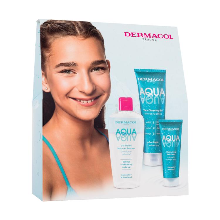 Dermacol Aqua Geschenkset Gesichtscreme Aqua Moisturizing Rich Cream 50 ml + Waschgel fürs Gesicht Aqua Face Cleansing Gel 150 ml + Zweiphasen-Make-up-Entferner Aqua Oil-Infused Make-Up Remover 200 ml