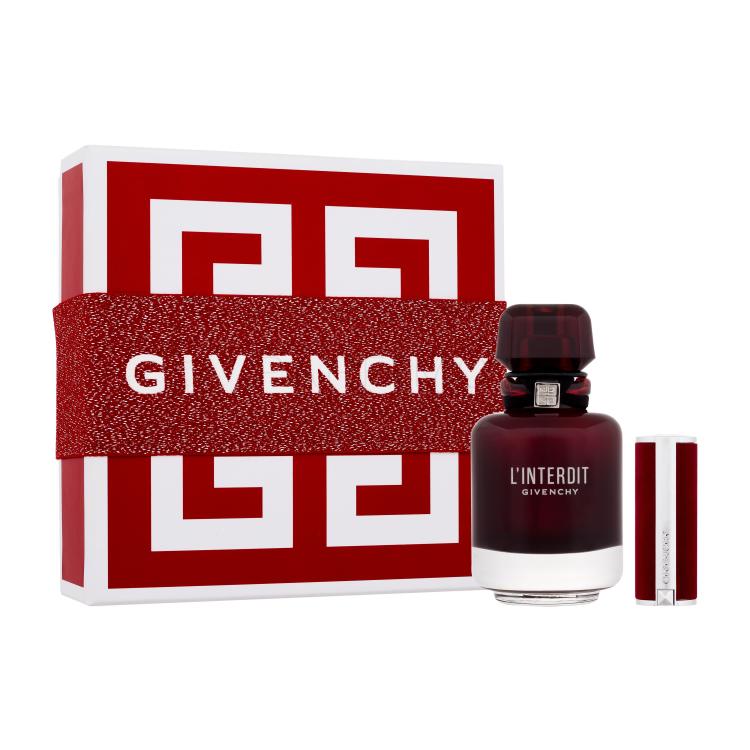 Givenchy L&#039;Interdit Rouge SET2 Geschenkset Eau de Parfum 50 ml + Lippenstift Le Rouge Deep Velvet 3,4 g 37 Rouge Grainé