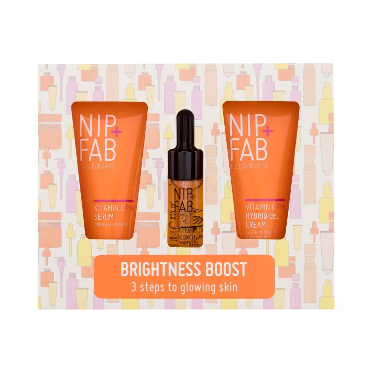 NIP+FAB Illuminate Brightness Boost Geschenkset Gesichtsserum Vitamin C Fix Serum 20 ml + Gesichts-Gel-Creme Vitamin C Fix Hybrid Gel Cream 20 ml + Gesichtsserum Vitamin C Fix Concentrate Extreme 10 ml