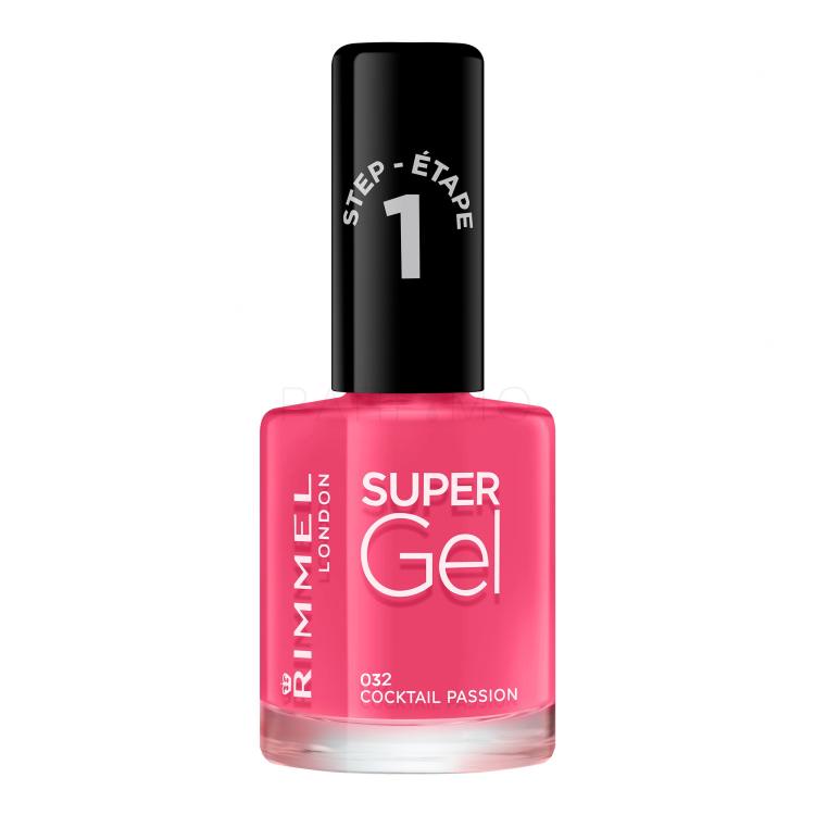 Rimmel London Super Gel STEP1 Nagellack für Frauen 12 ml Farbton  032 Cocktail Passion