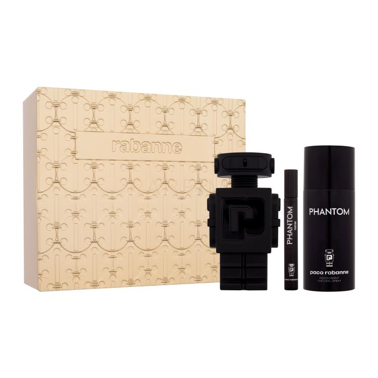 Paco Rabanne Phantom Geschenkset Parfüm 100 ml + Deodorant 150 ml + Parfüm 10 ml + Dose