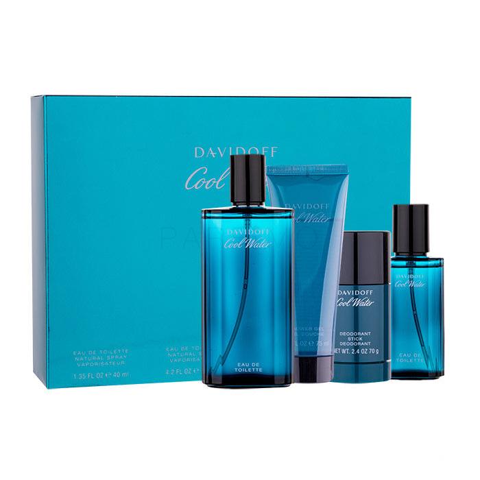 Davidoff Cool Water Geschenkset Edt 125 ml + Deostick 75 ml + Duschgel 75 ml + Edt 40 ml