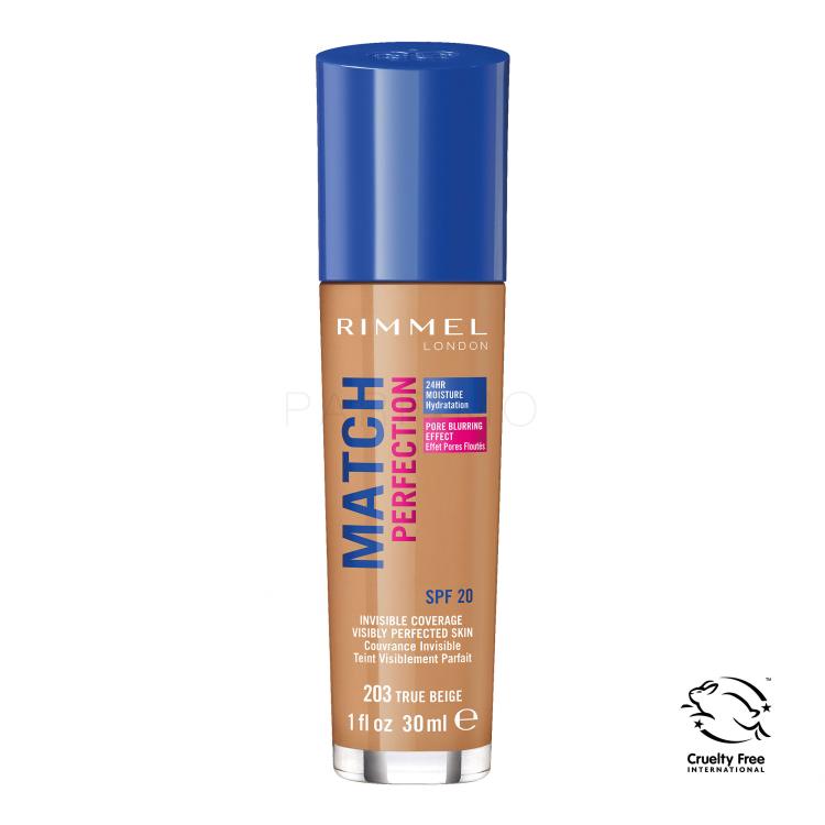 Rimmel London Match Perfection SPF20 Foundation für Frauen 30 ml Farbton  203 True Beige