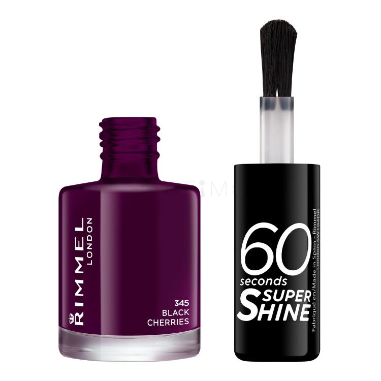 Rimmel London 60 Seconds Super Shine Nagellack für Frauen 8 ml Farbton  345 Black Cherries