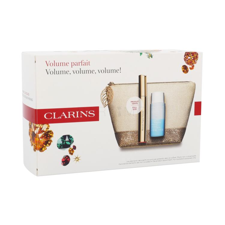 Clarins Mascara Supra Volume Geschenkset Mascara 8 ml + Make-up Entferner Instant Eye Make-Up Remover 30 ml + Kosmetiktasche